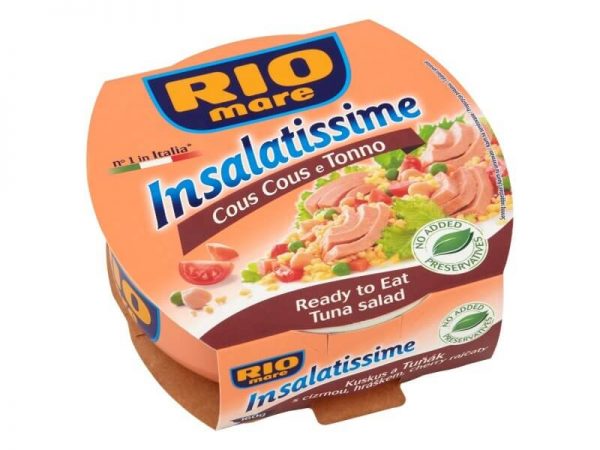 Rio mare Insalatissime Kuskus a tuniak 160 g - rybacia pomazanka - tuniaková pomazánka - tuniakova pomazanka -  tuniak v konzerve - tuniak v oleji - tuniak v olivovom oleji - franz josef tuniak - calvo tuniak - rio mare tuniak v olivovom oleji - tuniak vo vlastnej stave - calvo tuniak vo vlastnej stave